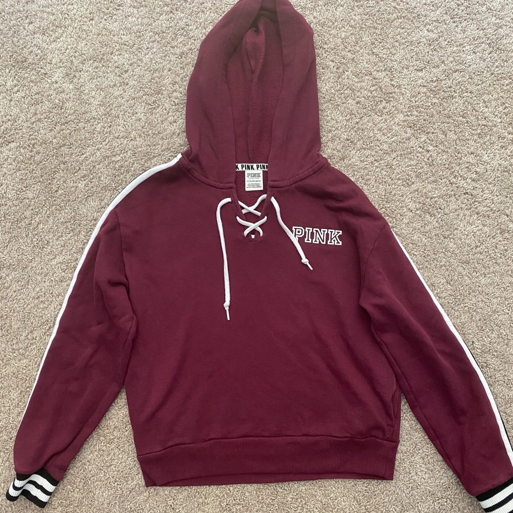 PINK lace up hoodie